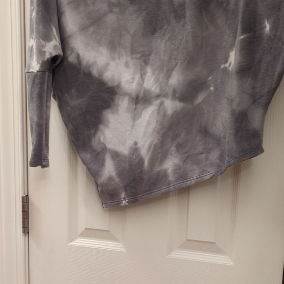 Dress Up Gray Tie-Dye Boat Neck 3/4 Sleeve Off the Shoulder Lightweight … - Picture 6 of 6